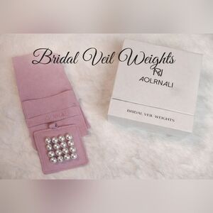 NWT Aolrnali Pearl Bridal Veil Weights 32 Pouch Box Wedding